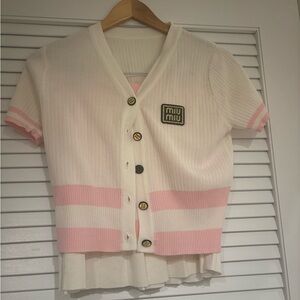 Miu Miu  Pink and White Button Down Shirt